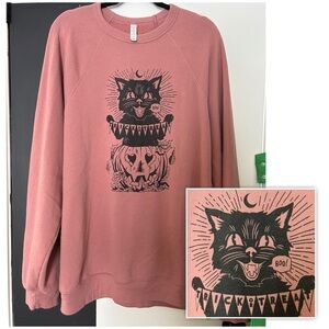 Vintage Retro Pink Halloween Cat Pumpkin Trick or Treat Sweatshirt Dress 3x